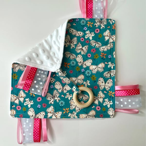 Baby Comforter Sensory Crinkle Taggy Ribbon Toy 