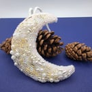 Bead embroidery Crescent moon decoration 