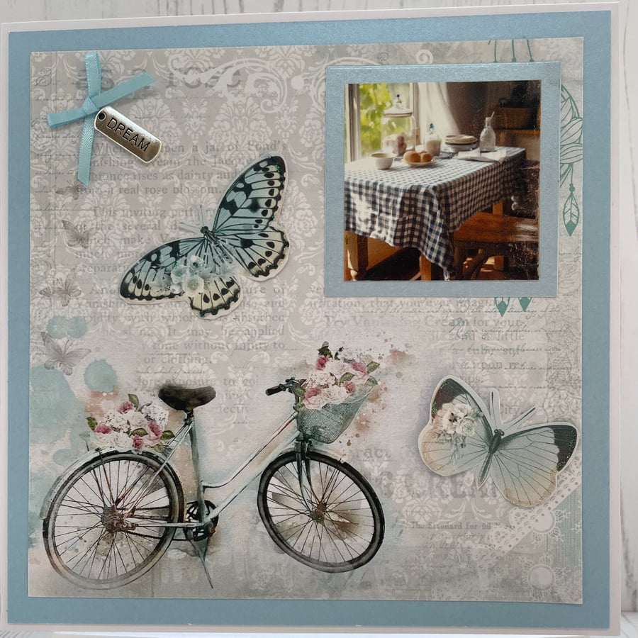 Shades of Blue Card Collection - Bicycle and Kitchen Table   C - 22