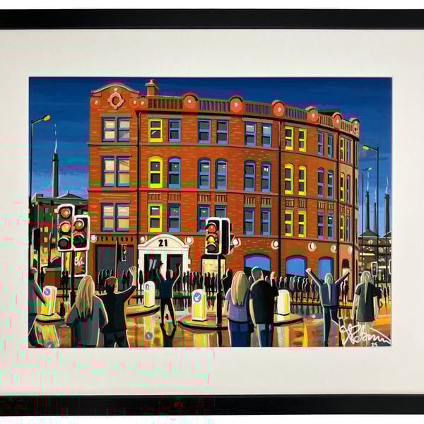 Manchester, Hacienda Nightclub. Urban Cityscape Art Print 20" x 16" Frame Size