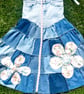 Denim patchwork half & half skirt - Bohemian style  - Image 2