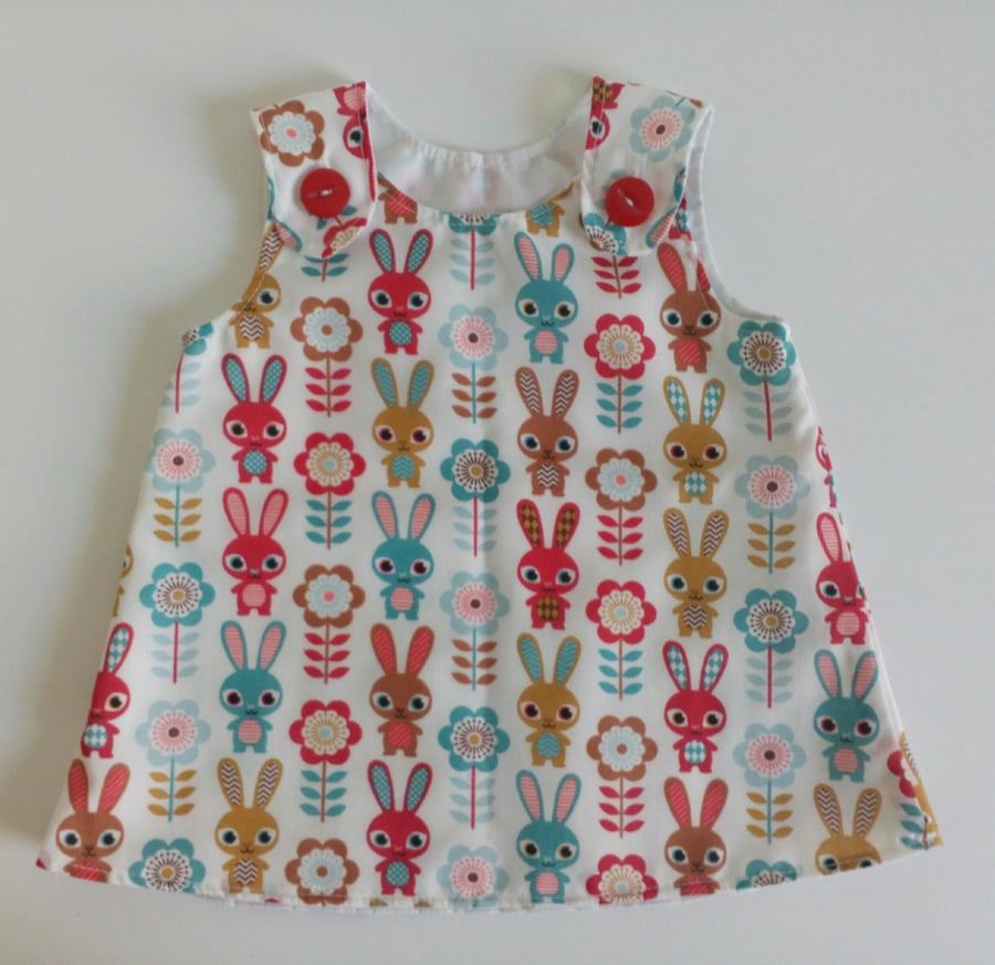 0-3 months, A Line dress with rabbits , Summer dress, new baby