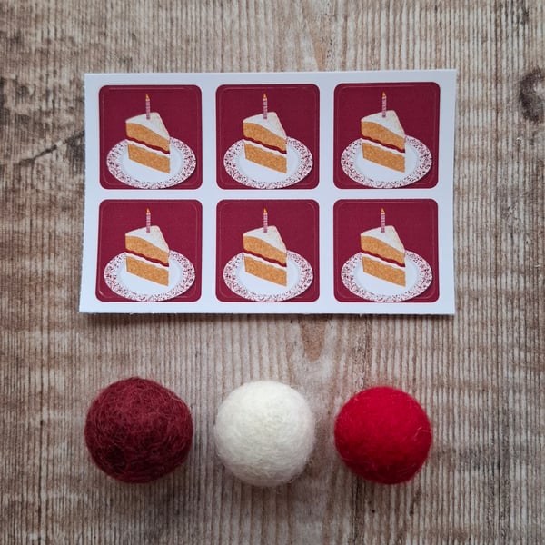 Birthday Cake Envelope Stickers - Set of 6