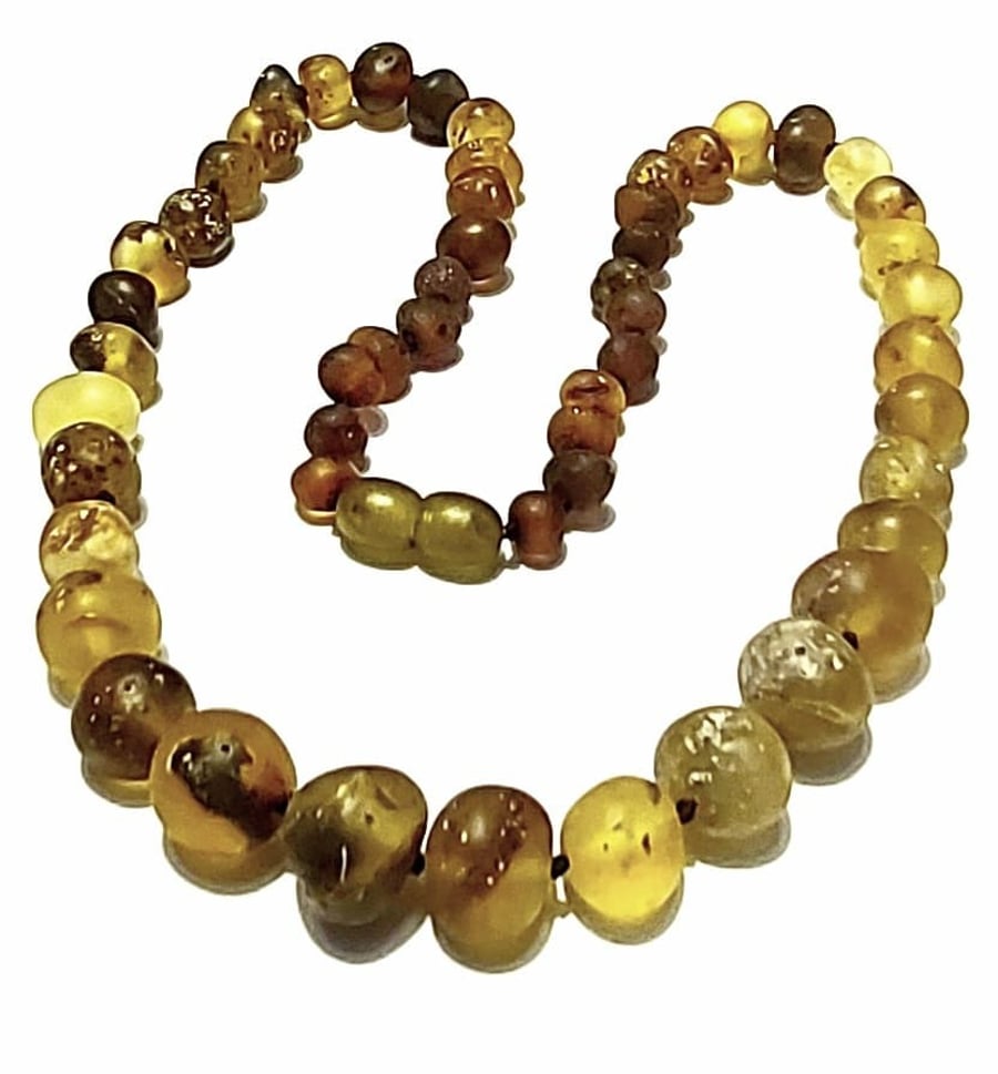 50, 45 cm Raw Green Genuine Beautiful Baltic Amber Adult Beads Necklace