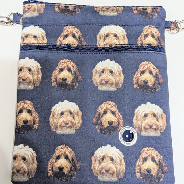 Dog walking bag made in Cockerpoo dog Fabric