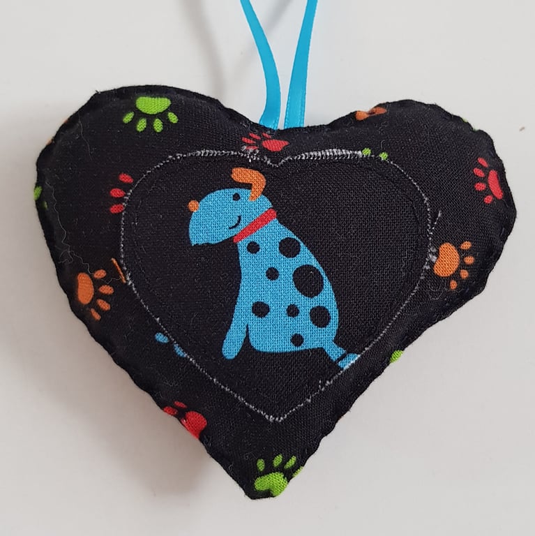 Cute Dog Lover Fabric Heart Decoration With Paw Prints