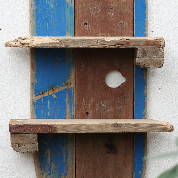 Driftwood shelf, Driftwood fishing boat shelves, Driftwood Wall Shelves,Cornwall