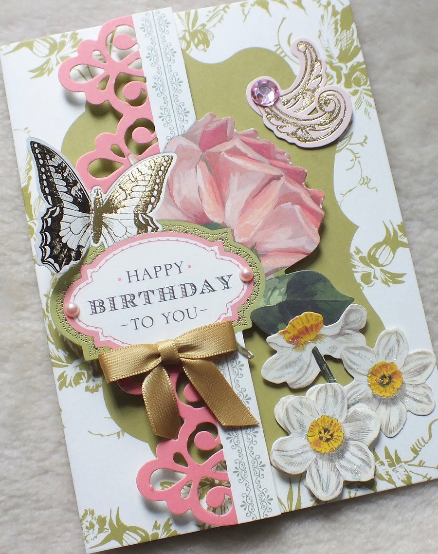 Luxury Handmade Vintage Birthday Card