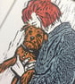 'Holding Margo' Linocut Print - Image 3