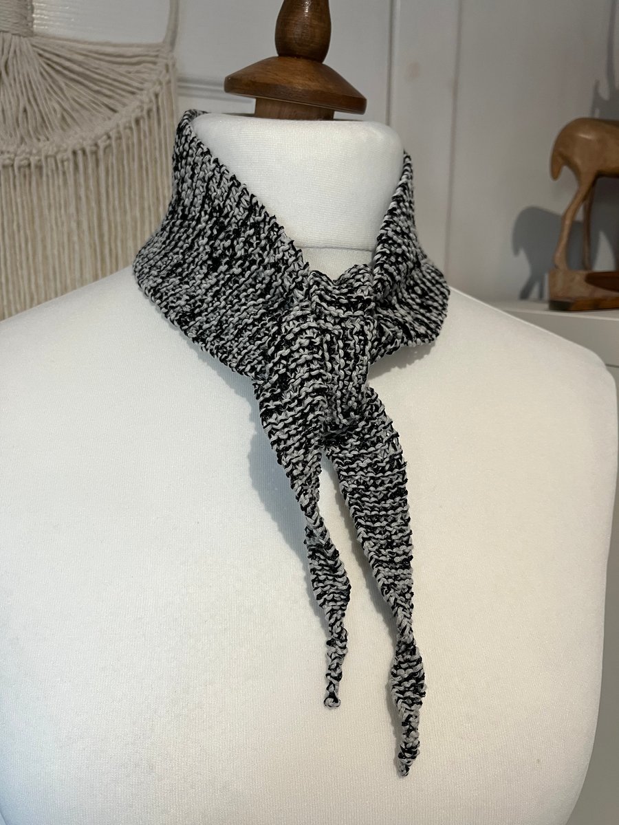 Cotton mix Neckerchief small scarf Handknitted Mono tone 95cms long