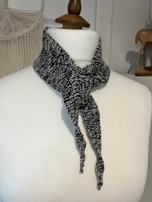 Cotton mix Neckerchief small scarf Handknitted Mono tone 95cms long