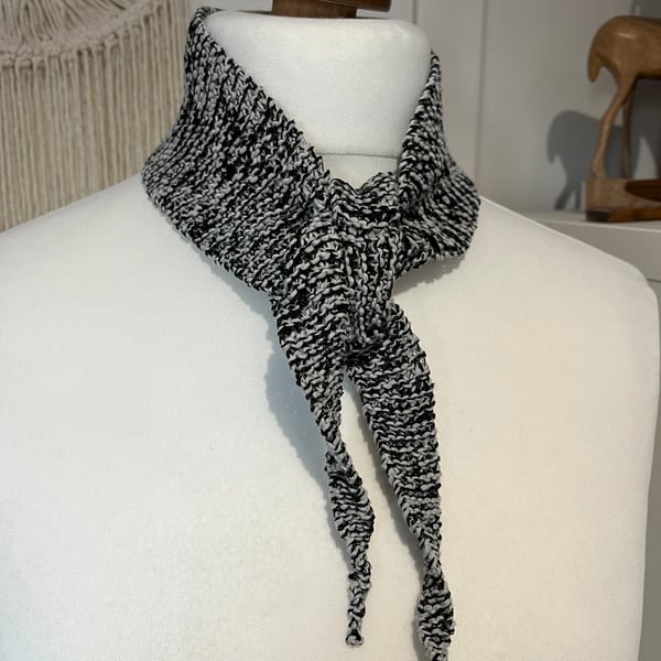 Cotton mix Neckerchief small scarf Handknitted Mono tone 95cms long