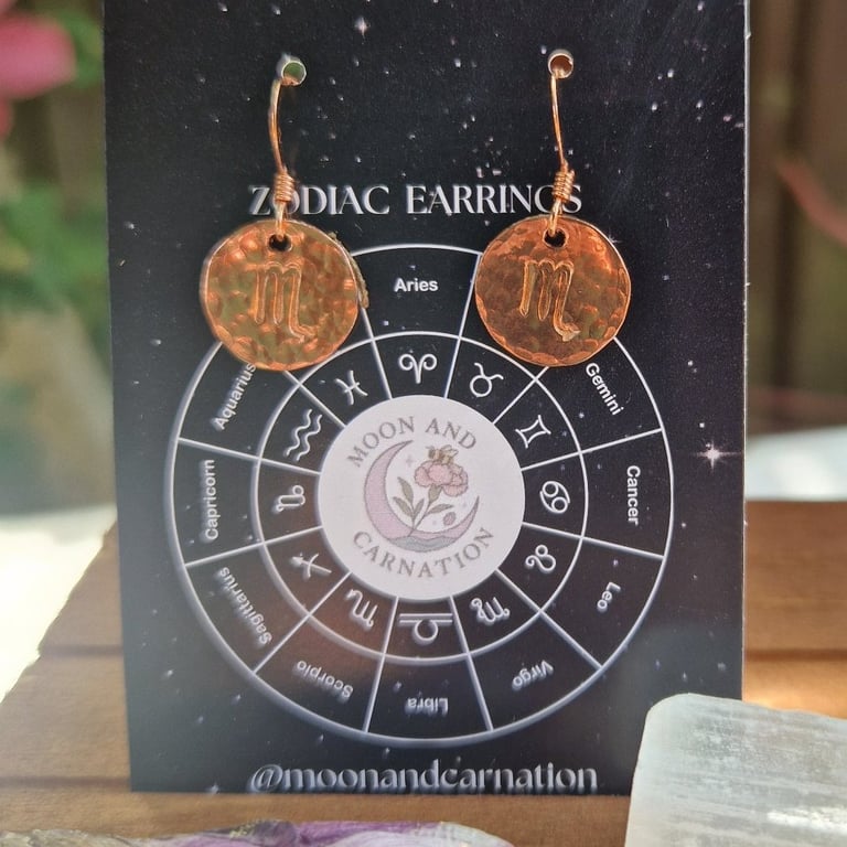 Scorpio Copper Zodiac Earrings 
