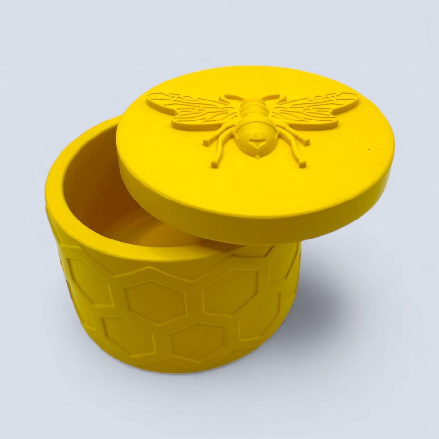 Yellow Bee Design Jewellery Box with Honeycomb Pattern