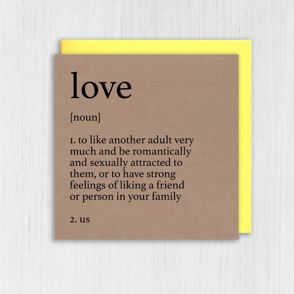 Kraft anniversary card: Dictionary definition of love