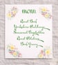Wedding Menu Card  Floral Wedding Table Stationery