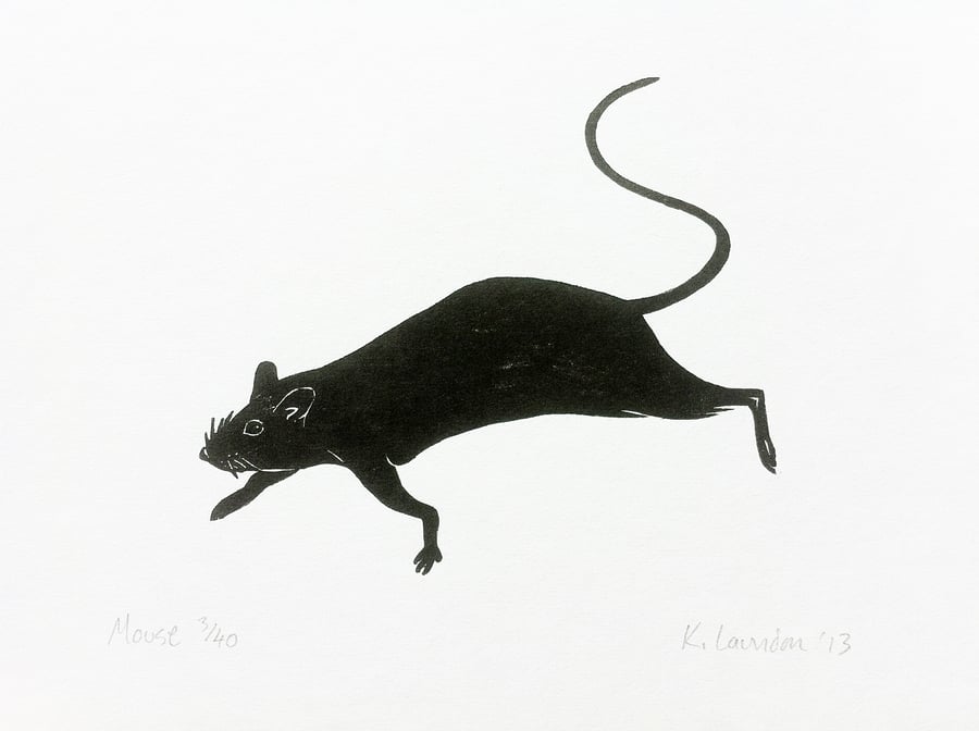 Mouse: Woodcut Print