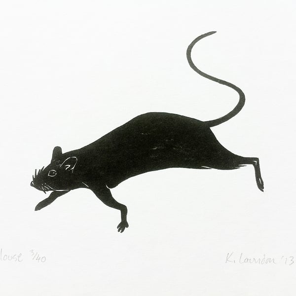 Mouse: Woodcut Print