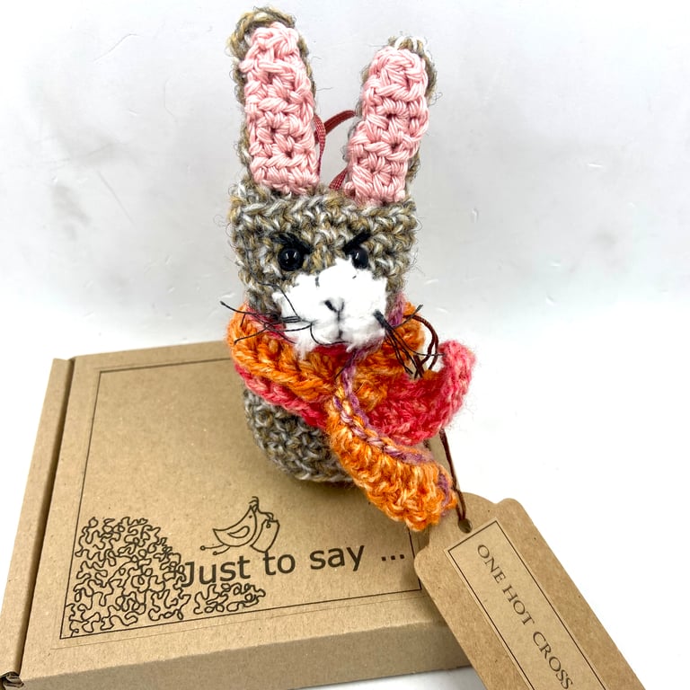 Crochet  Hot, Cross Bun -  Alternative to an Easter Card