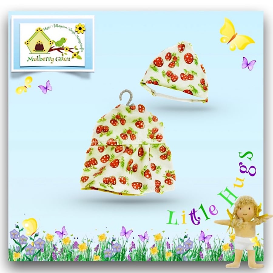 Reserved for Kat Little Hugs’ Strawberries Dress and Scarf Set