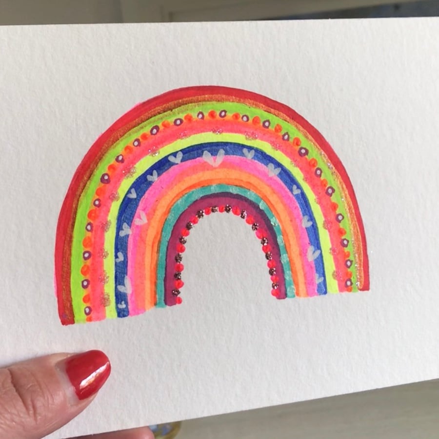 SPRITE  brightly coloured RAINBOW painting Jo Roper