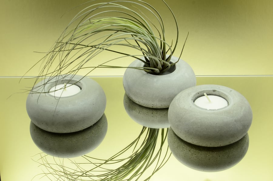 Set of 3 Handmade Doughnut Shape Concrete Tea Light,Tea Light,Air Plant Holders