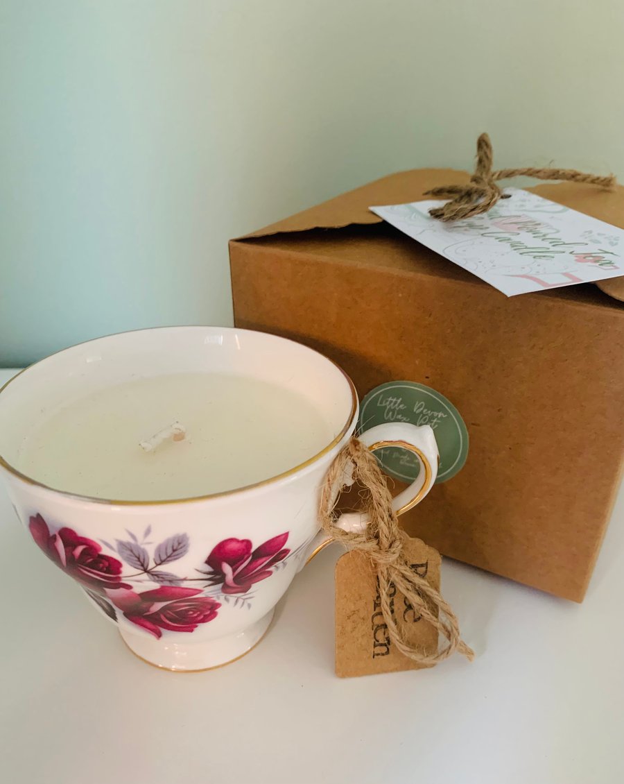 Seconds Sunday Rose Garden Tea Cup Candle with Gift Box