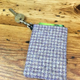 Tweed Card Holder with key clip, travel card, bus pass, Oyster card, earphones