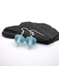 lampwork glass blue frosted cone earrings - Image 2