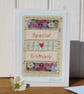 Hand-stitched, pretty little Special Birthday card with applique heart