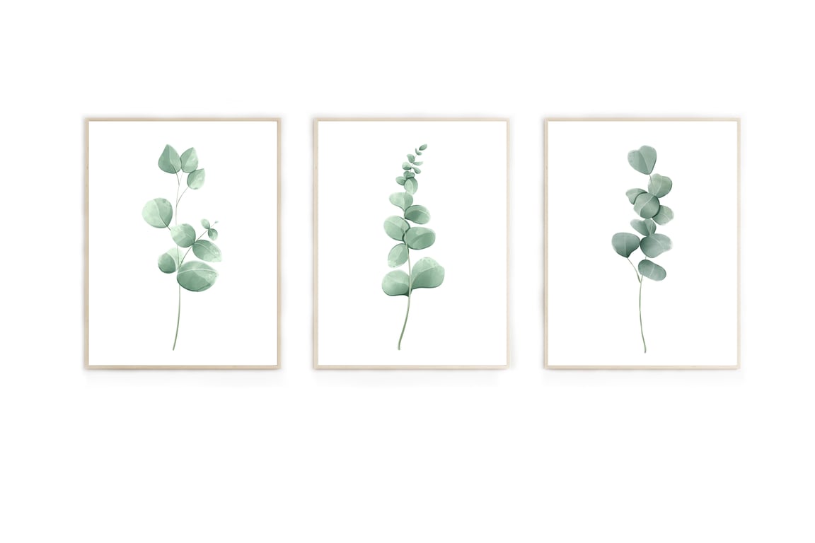Eucalyptus wall prints, eucalyptus wall decor, botanical wall art prints