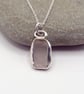 Rectangular Icy Seaglass & Sterling Silver Pendant  - Image 1