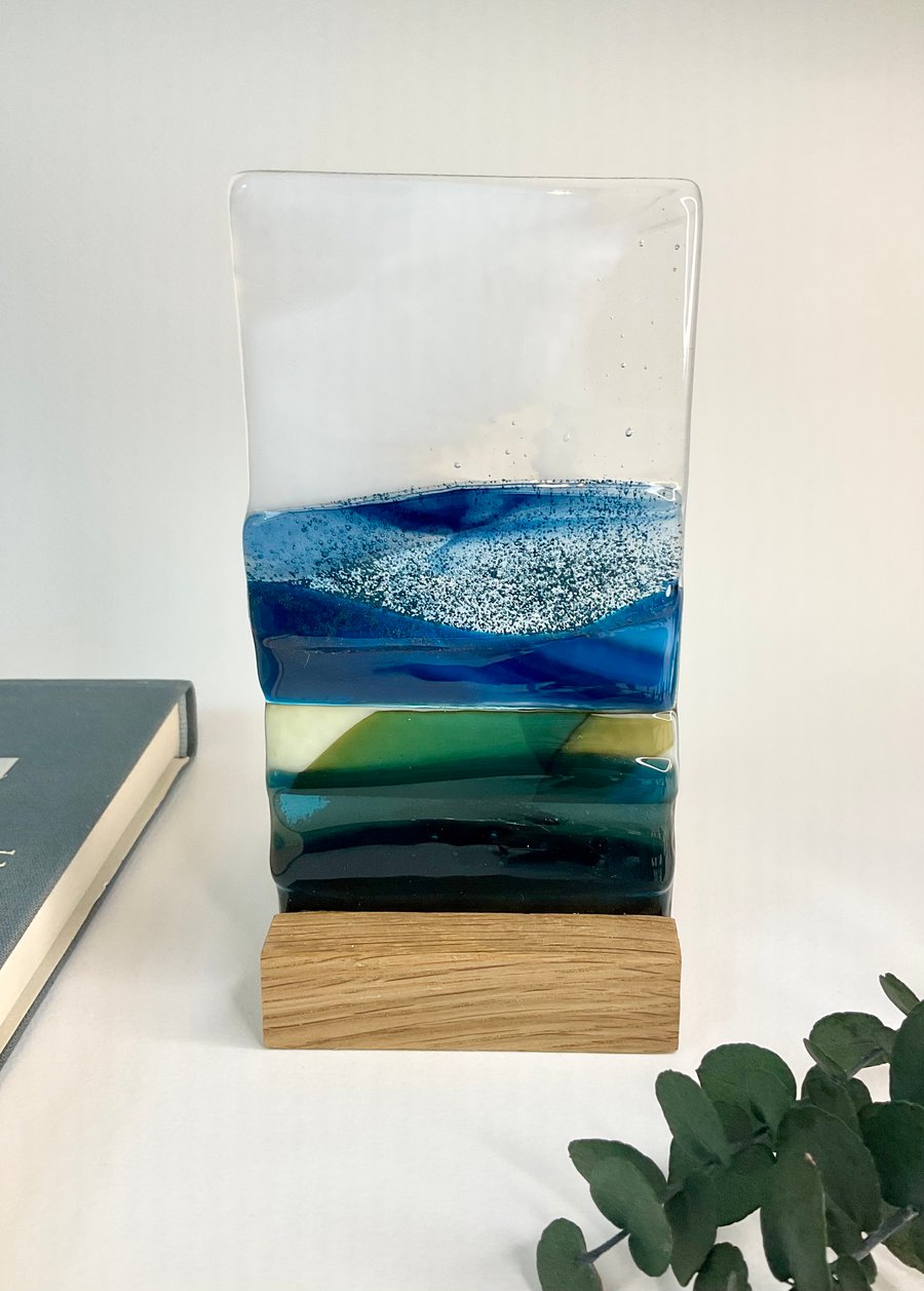Fused glass seascape landsape