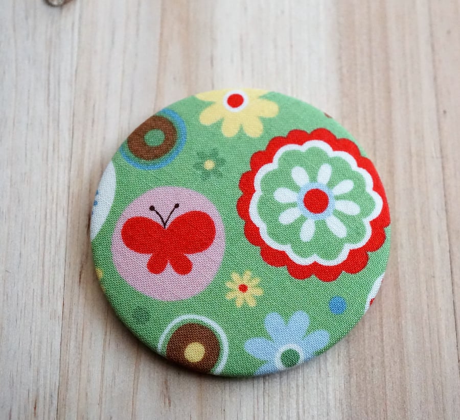 Flowers & Butterflies Fabric Pocket Mirror