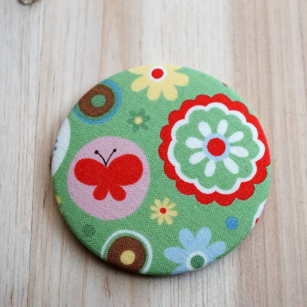 Flowers & Butterflies Fabric Pocket Mirror