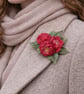 Handmade Felted Wool Brooch – Red Floral Design (11 cm) - Image 5