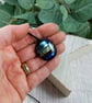 Dichroic Glass Abstract Necklace on Waxed Cord, Adjustable Length - Image 3