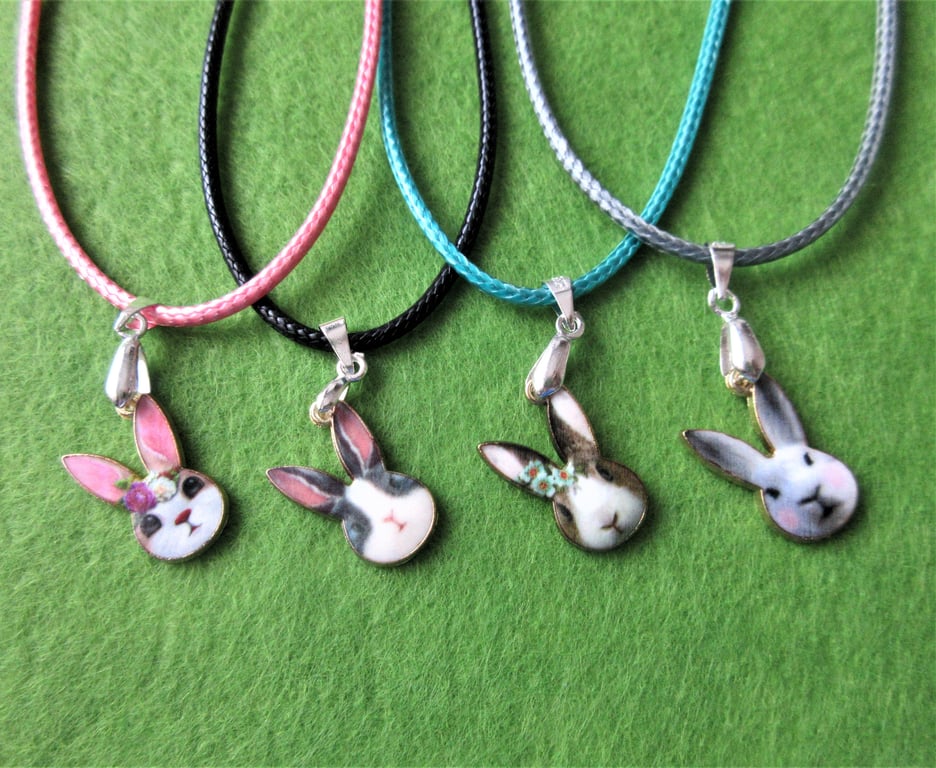 Bunny Necklace with Cute Rabbit Charms Easter Gift Party Bag Filler x 4