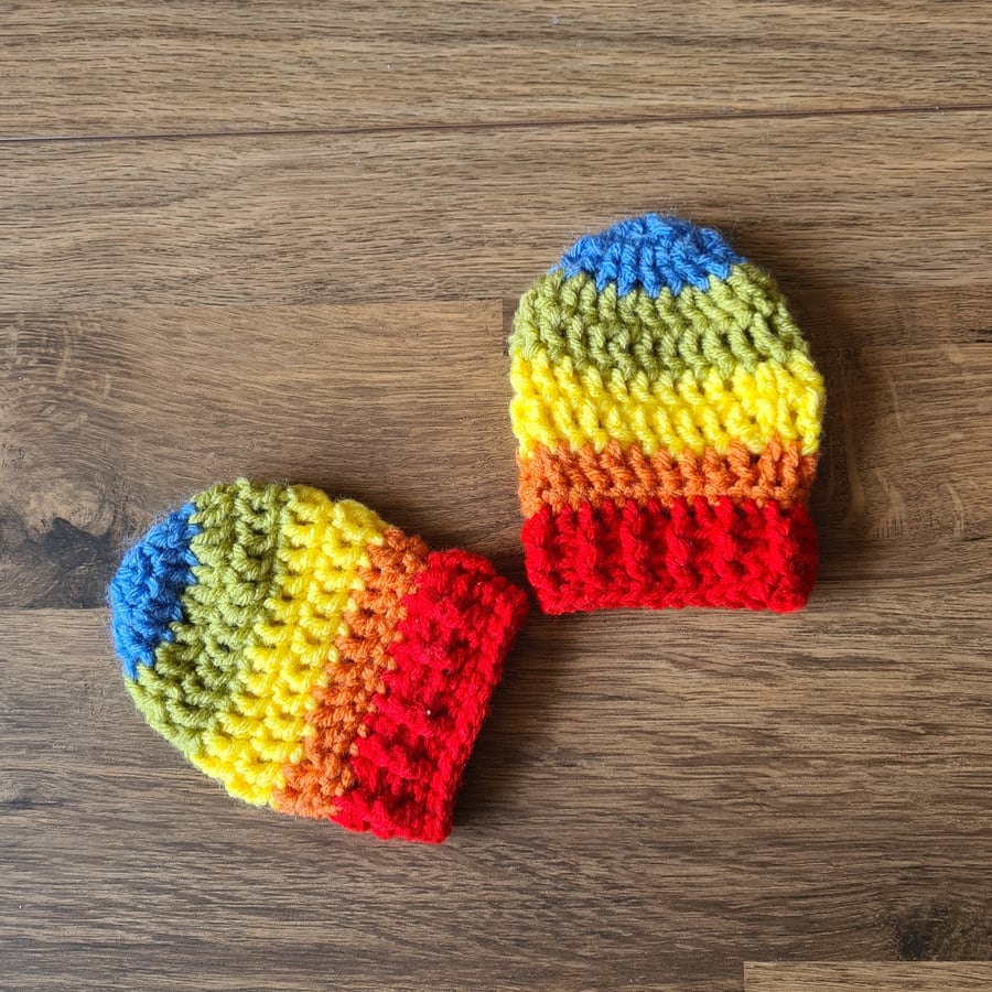 Crochet Baby Mittens, Rainbow Baby Mittens  Baby Gloves