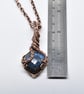 Wire Wrapped Faceted Blue Labradorite and Copper Pendant - Image 6
