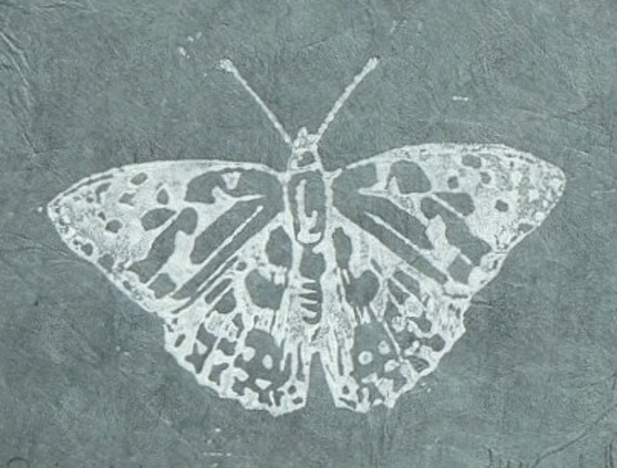 Painted Lady butterfly linoprint