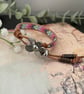 Leather wrap glass beaded boho design adjustable bracelet , gift for teen girl - Image 2