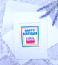 Colorful Embroidered Happy Birthday Card, Unique Textile Greeting Card - Image 3