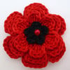 1 Large red and black 4 layer crochet flower