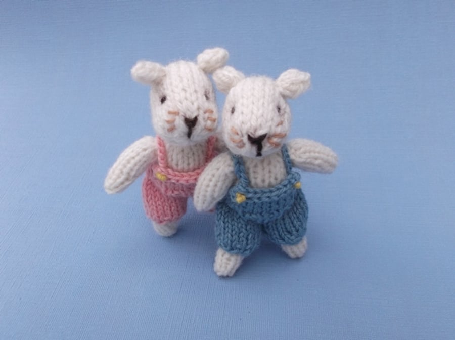 Little twin mice, knitting pattern PDF