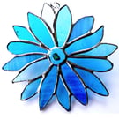 Sea Blue Flower Stained Glass Suncatcher 015