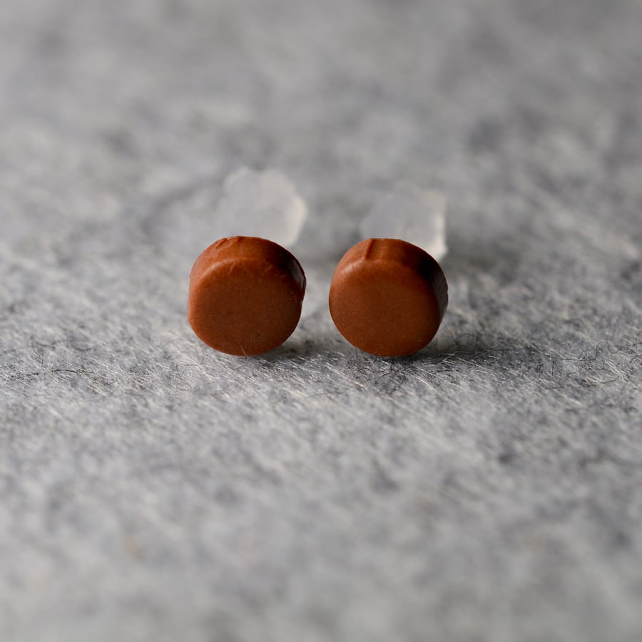 Brown Polymer Clay Earrings 