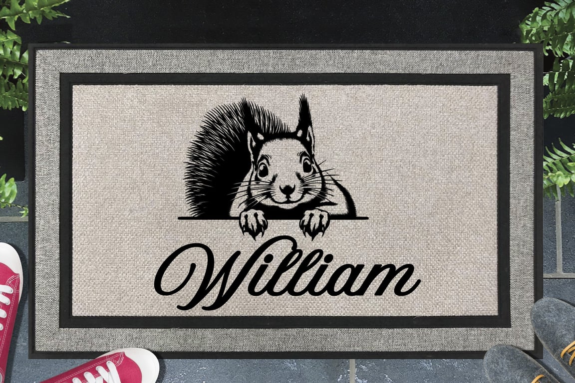 Squirrel Door Mat - Personalised Red Squirrel - All Weather Doormat - 45x70cm 