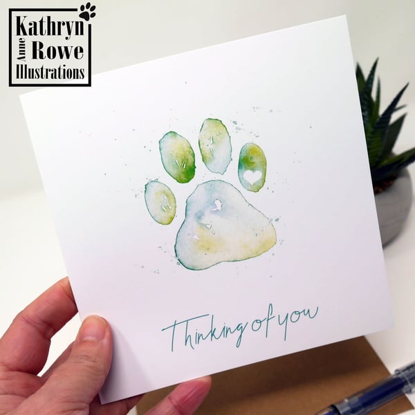 Dog Bereavement Card, Dog loss card, Dog Lover, Thinking of You, Pet loss, 