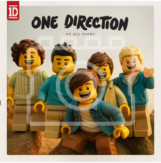 LEGO-Inspired One Direction – Up All Night 5x5" Print (Mounted for 9x9" Frame)